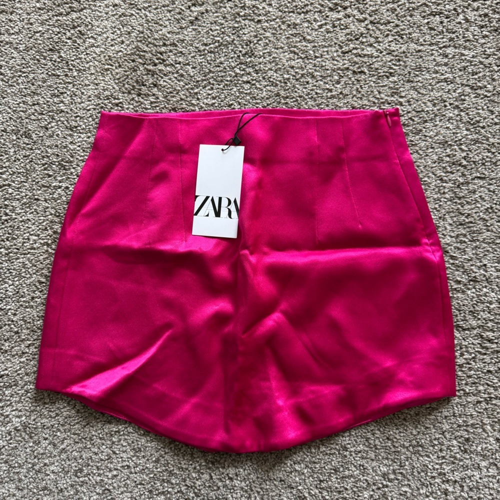 Zara Hot Pink Satin Mini Skirt